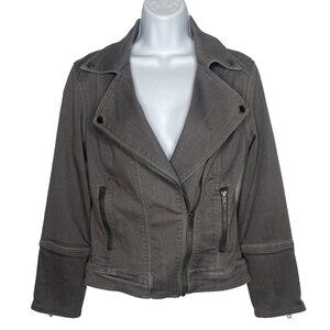 Liverpool Los Angeles Denim Moto Motorcycle Jacket Size S Slate Gray Stretch
